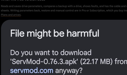 Chrome: tap Download anyway